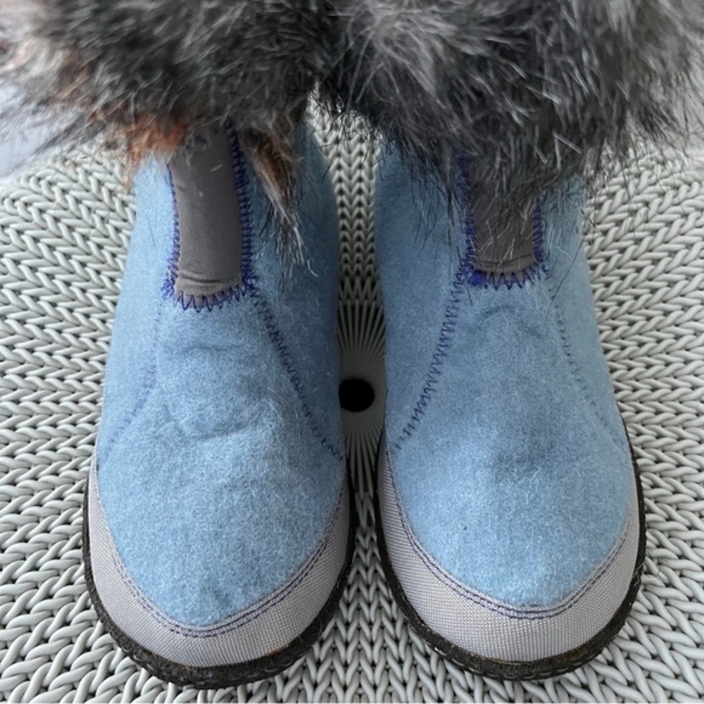 Sorel Cozy Joan Felt Faux Fur Trim Pull On Boots Blue